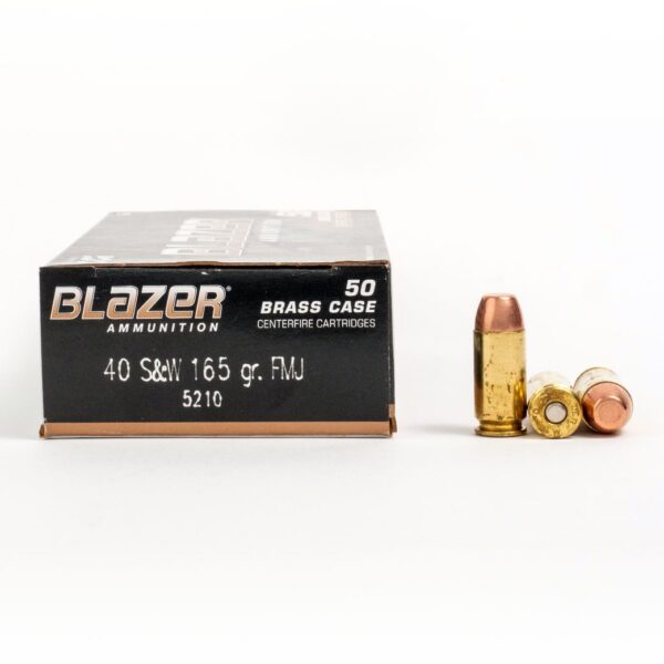 Blazer 5210 40 Smith & Wesson 165 Grain FMJ Ammo Box Side