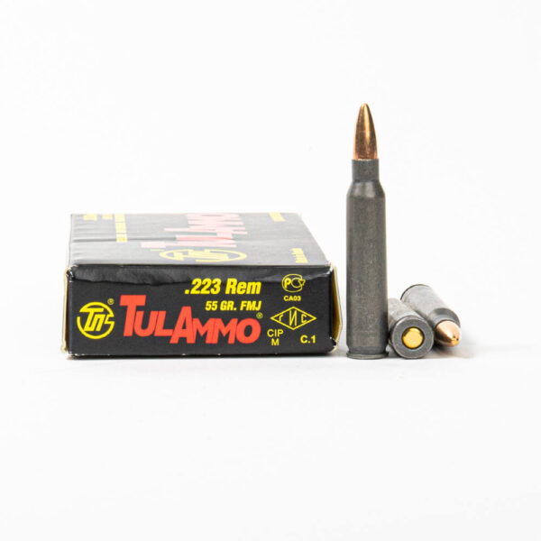 TulAmmo TA223550 223 Remington 55 Grain FMJ Ammo Box Side