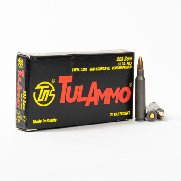 TulAmmo TA223550 223 Remington 55 Grain FMJ Box Front