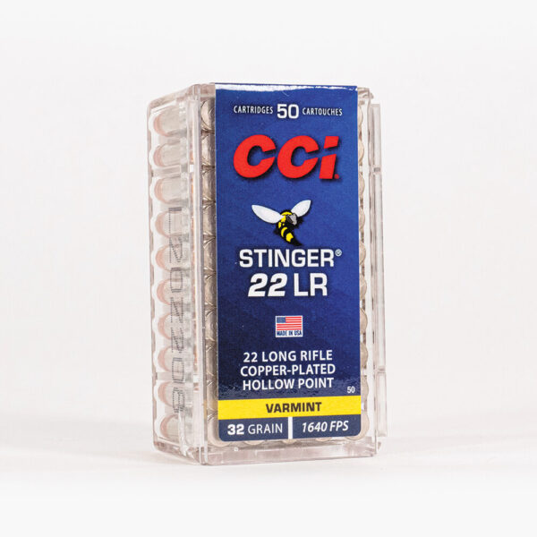 22 LR 32gr CPHP CCI Stinger 50 Ammo Box Front Only
