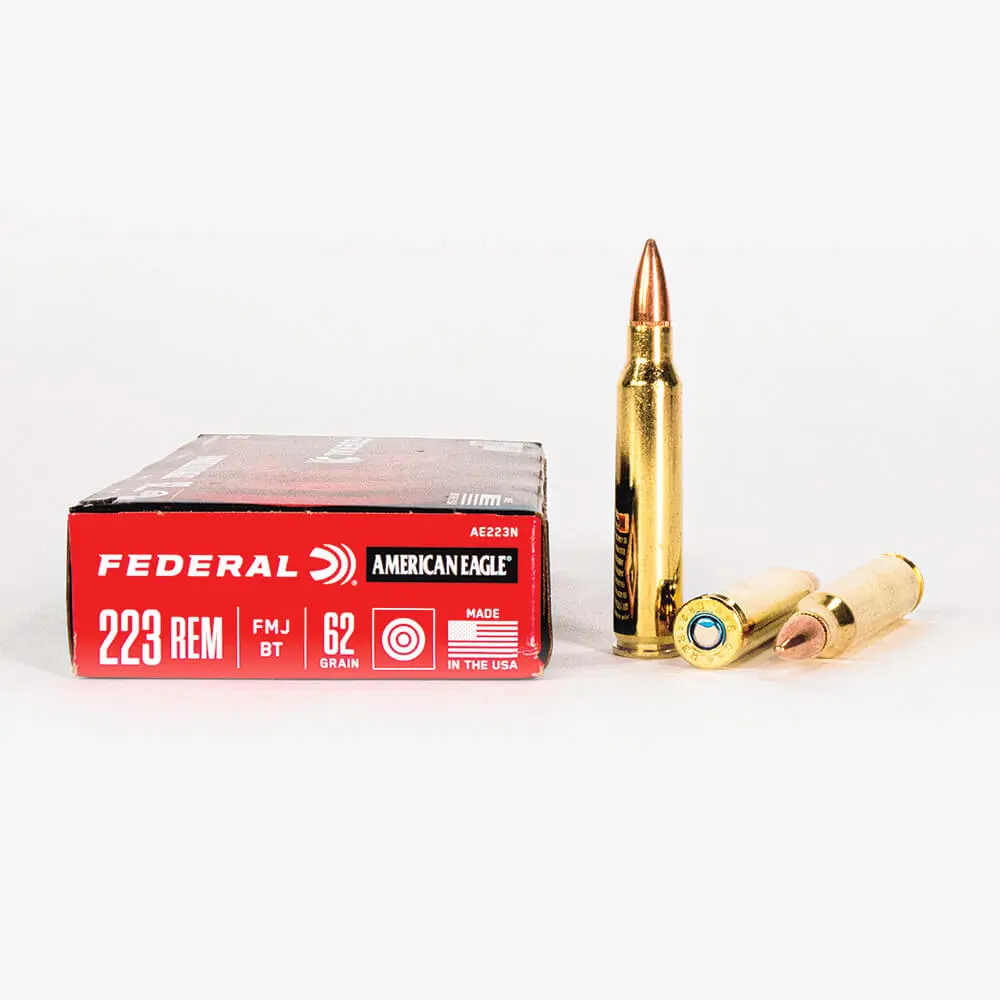 223 Rem – 62 gr. FMJ-BT- Federal American Eagle (AE223N) – 500 Rounds