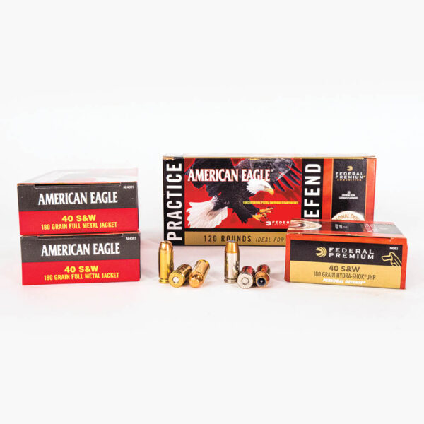 40 SW 180gr FMJ JHP Combo Pack Federal PAE40180 Ammo Master Case and Box Fronts with Rounds