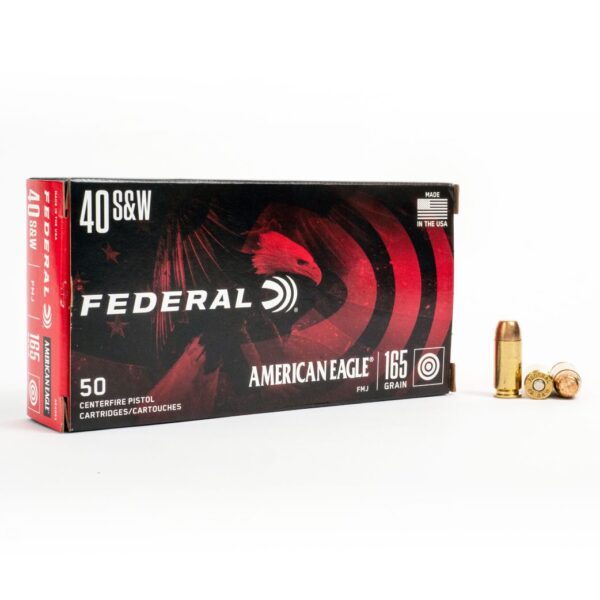 Federal AE40R3 40 Smith & Wesson 165 Grain FMJ Box Front