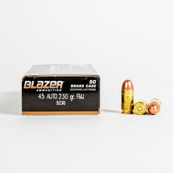 CCI Blazer Brass 5230 45 ACP 230 Grain FMJ Ammo Box Side