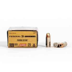 Federal Personal Defense P9HS1 9mm Luger 124 Grain Hydra-SHOK JHP Ammo Box Side