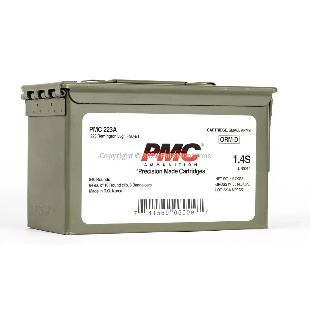 PMC 223 Rem Ammo For Sale in M2A1 - 55gr FMJ - 223A/MB- 840 Rounds