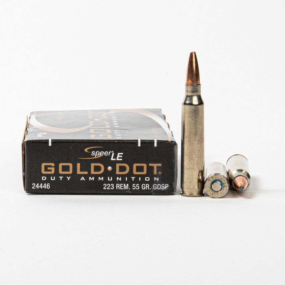 Spree LE Gold Dot 24446 223 Remington 3 Pellet GDSP Ammo Box Side