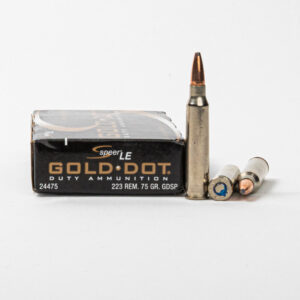 Spree LE Gold Dot 24475 223 Remington 75 Grain GDSP Ammo Box Side