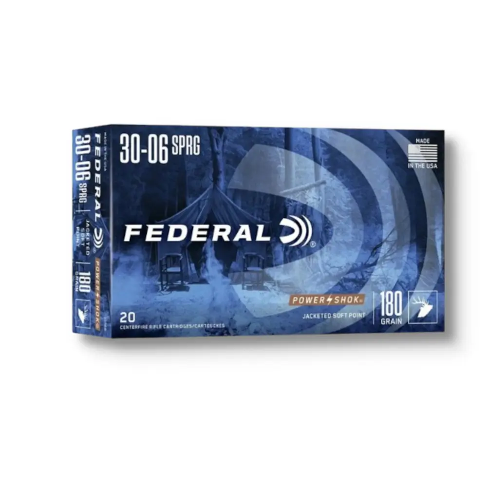 Federal Power SHOK 30-06 Sprg 180 grain JSP Ammo 3006B 200 Rounds