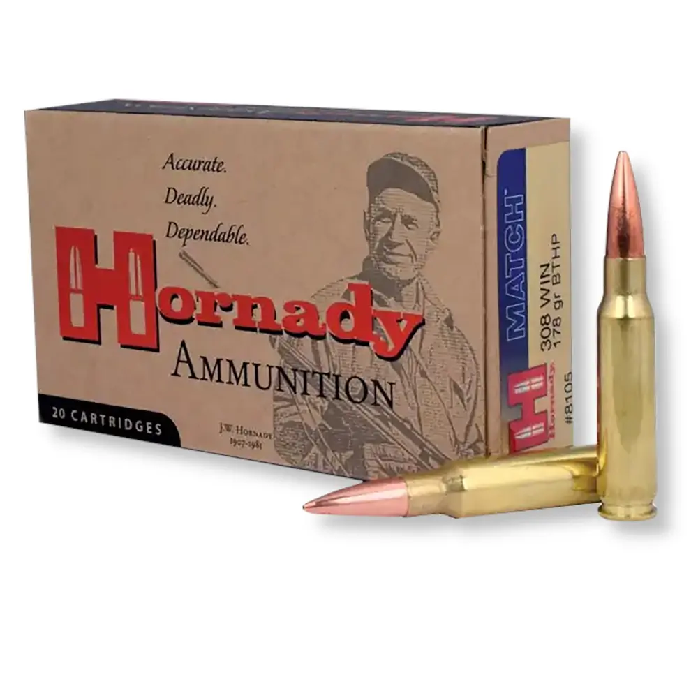 Hornady 308 Win 8105 178gr BTHP Match Ammo For Sale at BulkMunitions