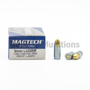 9mm - 115 gr FMJ Steel Case - Magtech (9AS) - 1000 Rounds