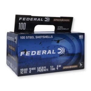 12 Ga - 3" 1-1/4 oz #4 Steel Shot - Federal Speed-Shok (WF1421004) - 100 Rounds