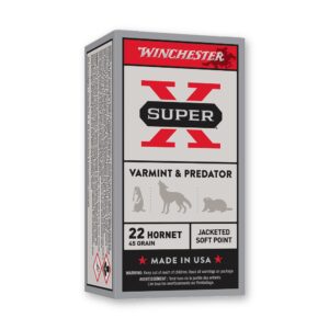 Winchester Super-X X22H1 22 Hornet 45 Grain Soft Point Ammo