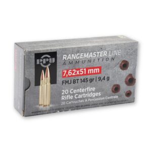 PPU Rangemaster PPRM762 7.62x51mm NATO 145 Grain FMJ Boat Tail Ammo