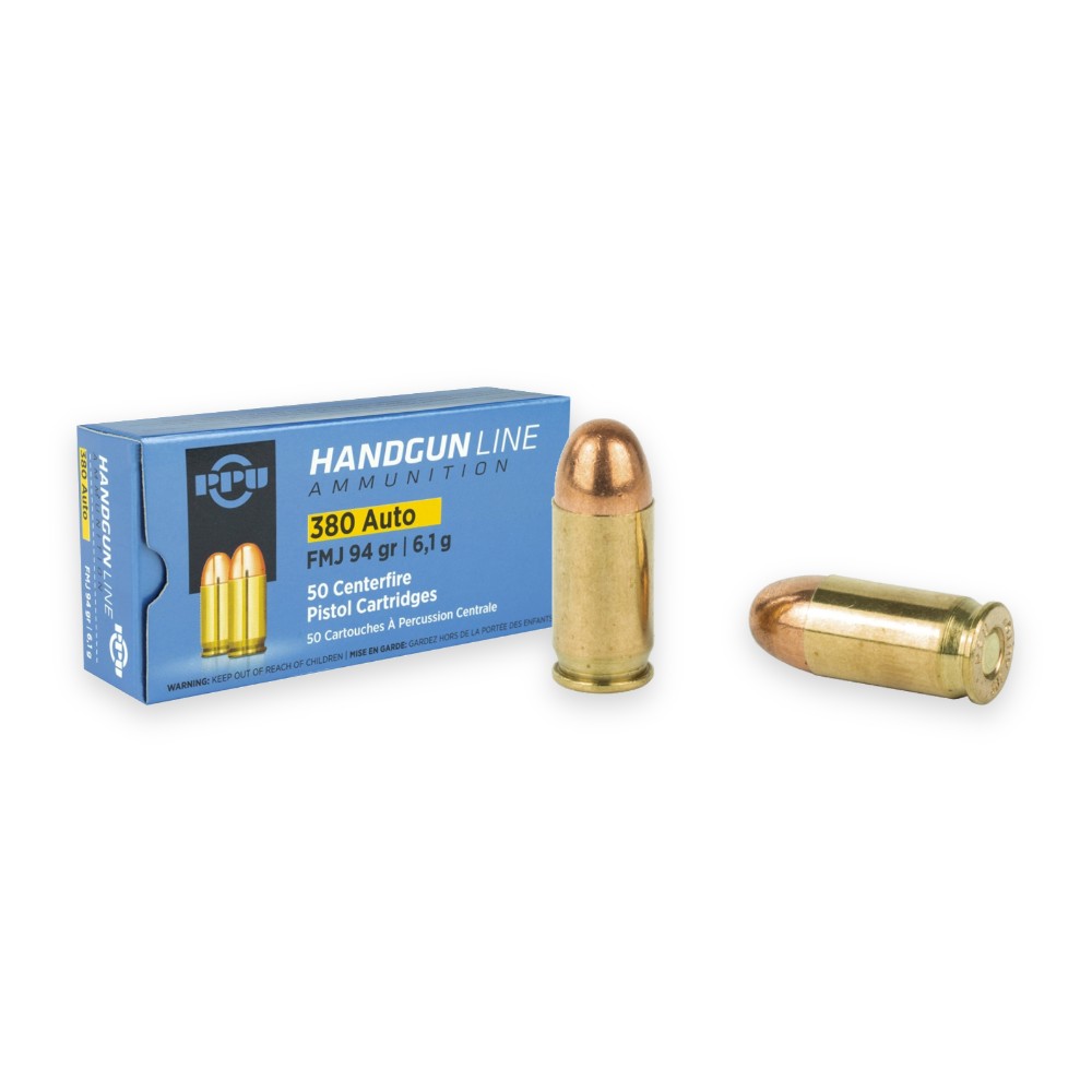 380 Auto - 94 Gr FMJ - PPU (PPH380AF) - 1000 Rounds